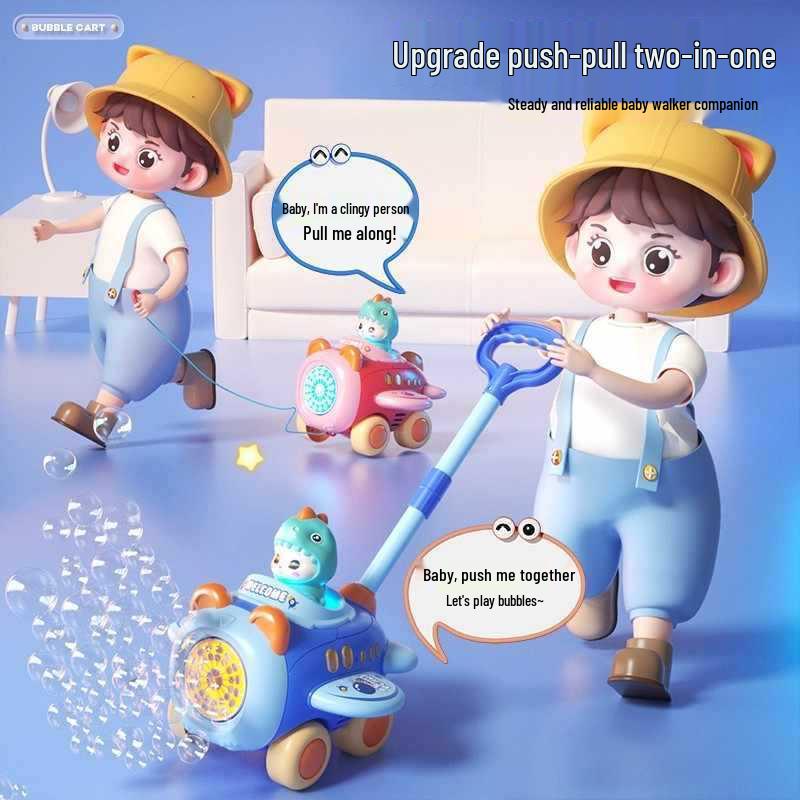Electric Bubble Blowing Airplane Walker for Kids with Sound & Light Effects