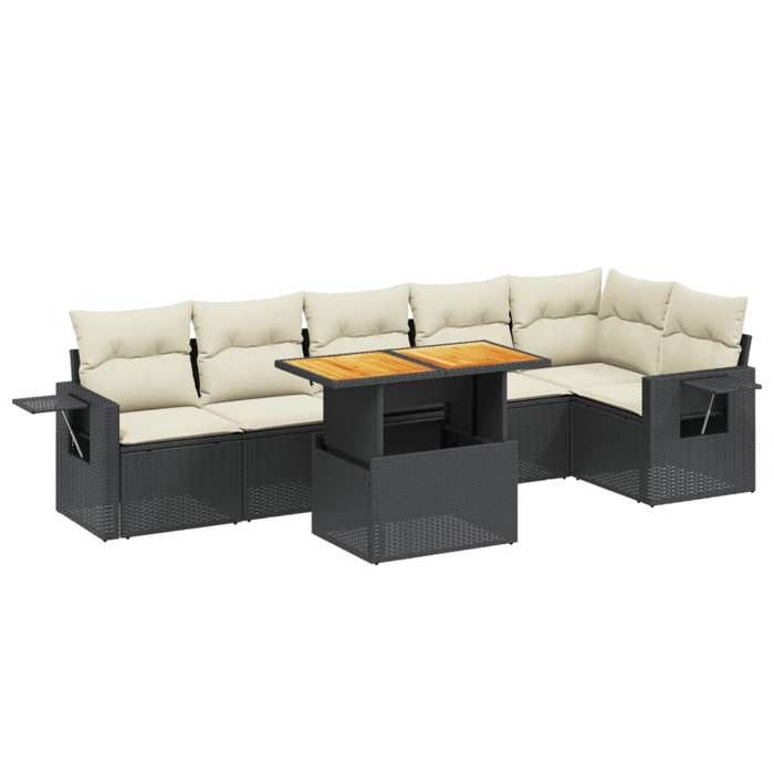 VidaXL Garden Lounge Set with Cushions 7 Pcs, Patio Sofas, Patio Furniture Set, Outdoor Furniture, Black 3271763