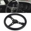 350mm 14in for MOMO Prototipo Style 6‑Bolt Black Leather Racing Steering Wheel Gray Stitching with Horn Button