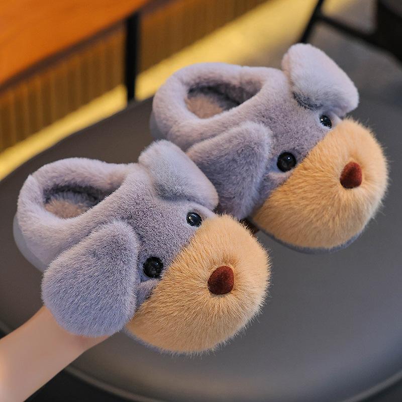 Children's Slippers - Boys' and Girls' Shoes with Fleece Lining and Thick Soles - Baby Cotton Shoes