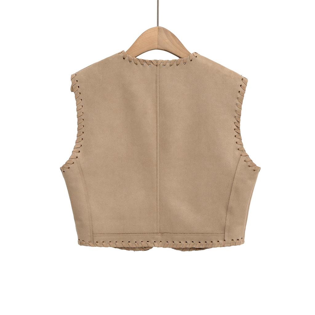 2025 Léto Dámský Etnický Styl Tkaná Semišová Vesta Top