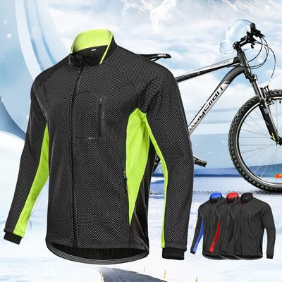 Mens Winter Cycling Jacket Windproof Thermal Fleece Lined Bike Outerwear Cold Weather Riding