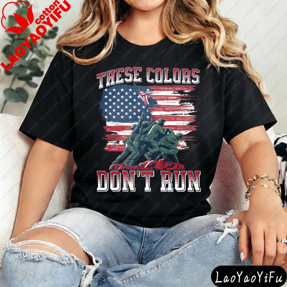 

American Flag TShirt Patriotic US Veteran Tees Summer Women Clothes High Quality Cotton Printed Tops Aesthetic T Shirt S