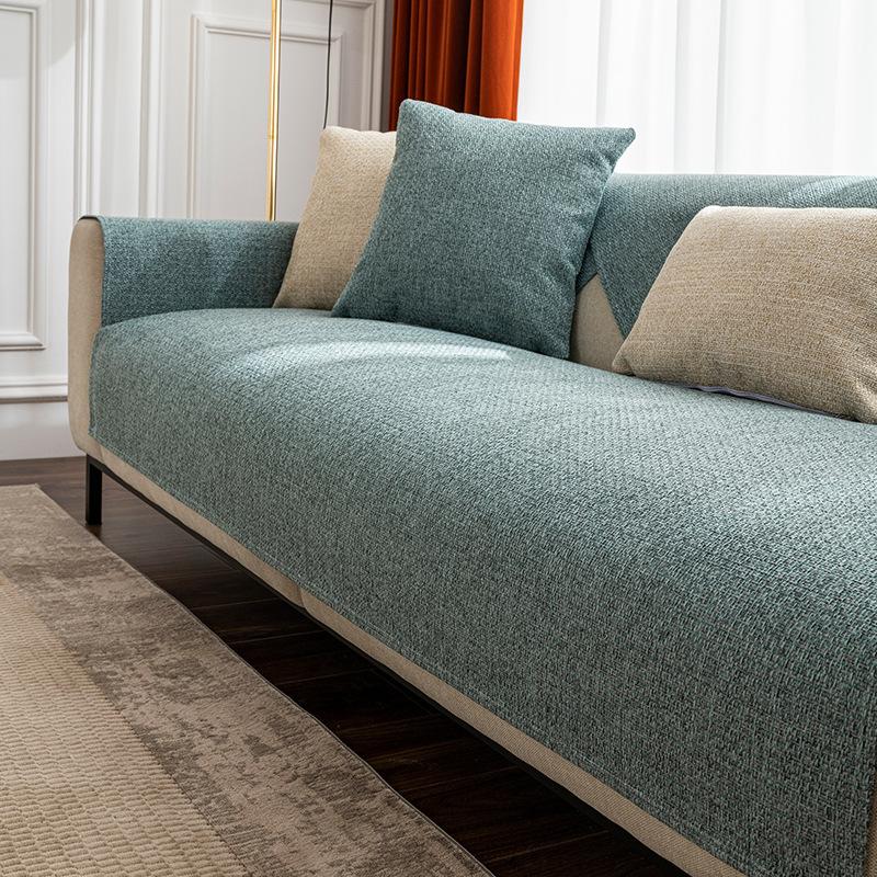 New Linen Solid Color Sofa Mat  Anti Slip Thickened Four Seasons Dustproof Seat Living Room Modern Minimalism Protector Cover