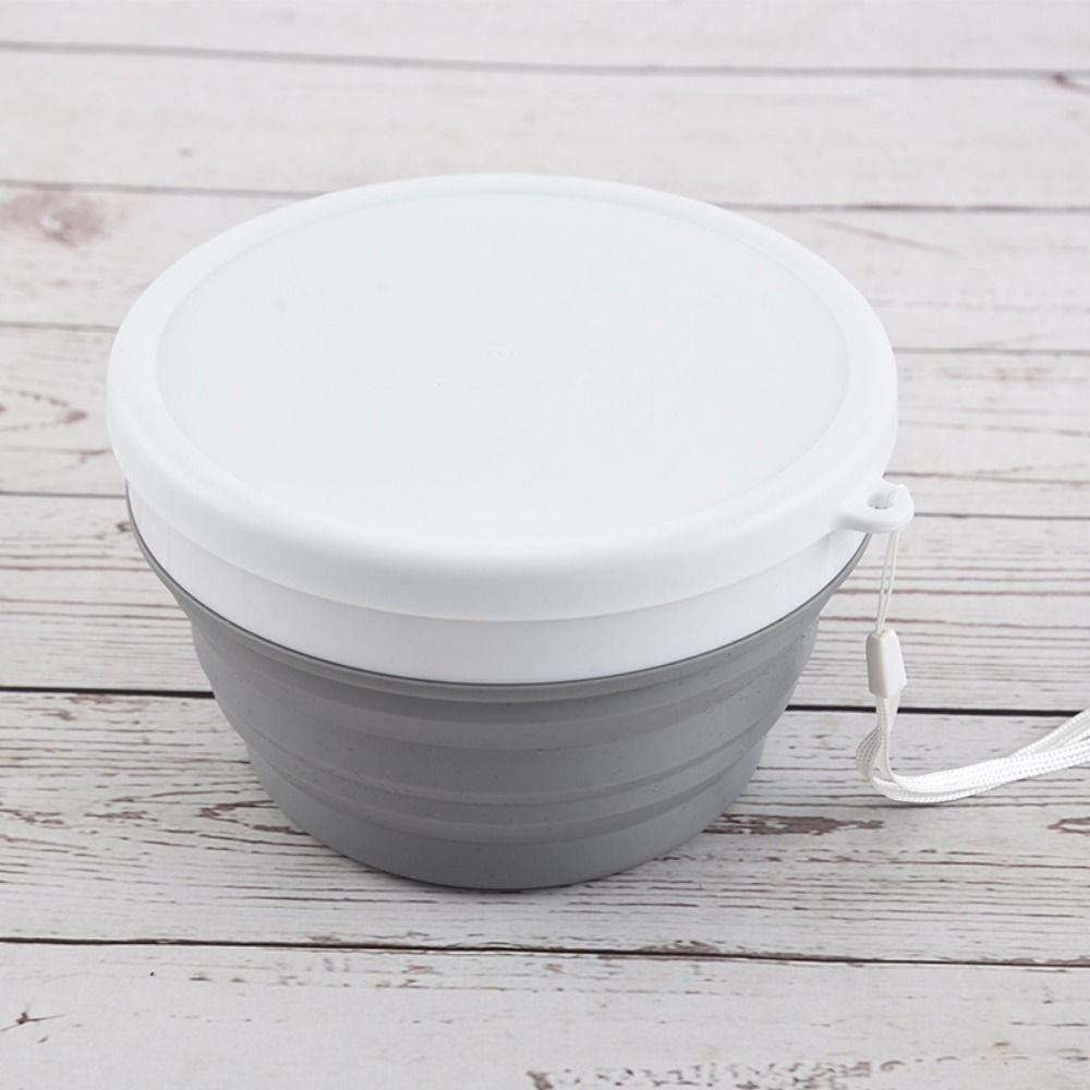 Food Grade Portable Food Container Lid Folding Lunch Box BPA-Free Silicone Foldable Bowl  Hiking