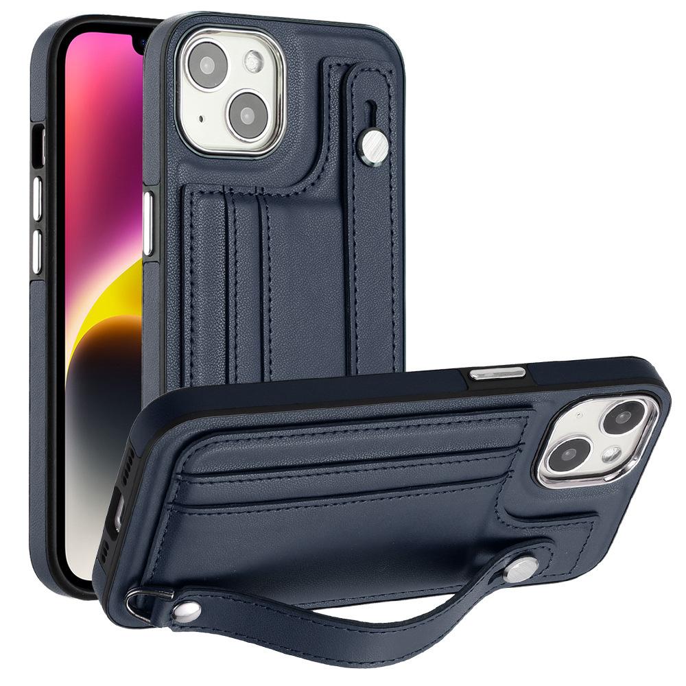 Leather Wrist Strap Phone Case for IPhone 14 13 12 11 Pro Max XS X XR SE   7 8 Plus with Card Holder Protecting Cover