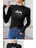 Women's Plus Size Modal Turtleneck Long Sleeve Shirt - Thin, Solid Color, Elastic Base Layer for Autumn/Winter