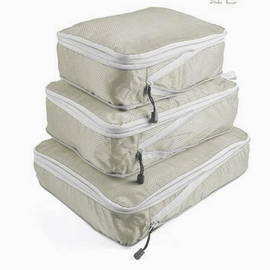 Three-Piece Travel Compression Bag Set: Digital Wash Kit, Makeup Organizer, Clothes & Shoes Storage