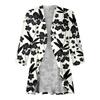 Women's Light And Thin Coat, Three-quarter Sleeve Printed Ruffled Cardigan