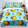 3Pcs Cute Bees And Flower Pattern Bedding Set 1 Duvet Cover 2 Pillowcases For Adult And Children Luxury Gift Full Size