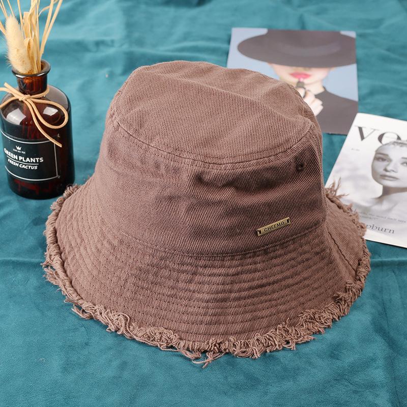 Personalized rough edge couple fisherman's hat children spring and autumn casual versatile face covering small face summer basin hat men