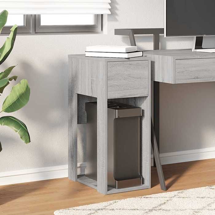 VidaXL Computer Tower Stand and Drawer Sonoma Grey 30x44x74 Cm, PC Tower Stand, Support Desk 858736