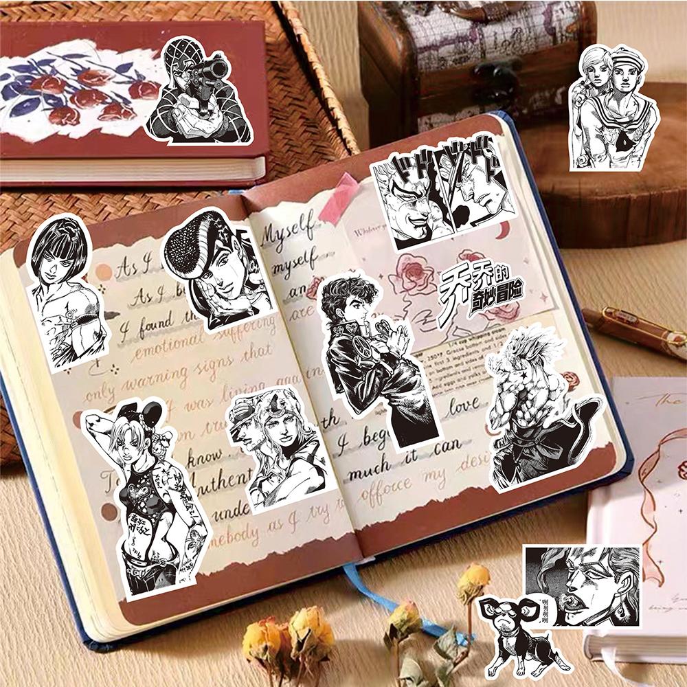 10/30/77pcs Black White Anime JoJo's Bizarre Adventure Stickers Graffiti Notebook Phone Bike Cool Cartoon Decals Toys Gifts