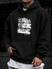 Men's Hoodie, Casual Daily Wear, Tropical Palm Tree Graphic Print, Pullover Sweatshirt, Streetwear Urban Style, Autumn Winter Season, Front Kangaroo P