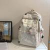 Capacity Large Backpack With Grid And Cartoon Dog Cat Print Design Daily For