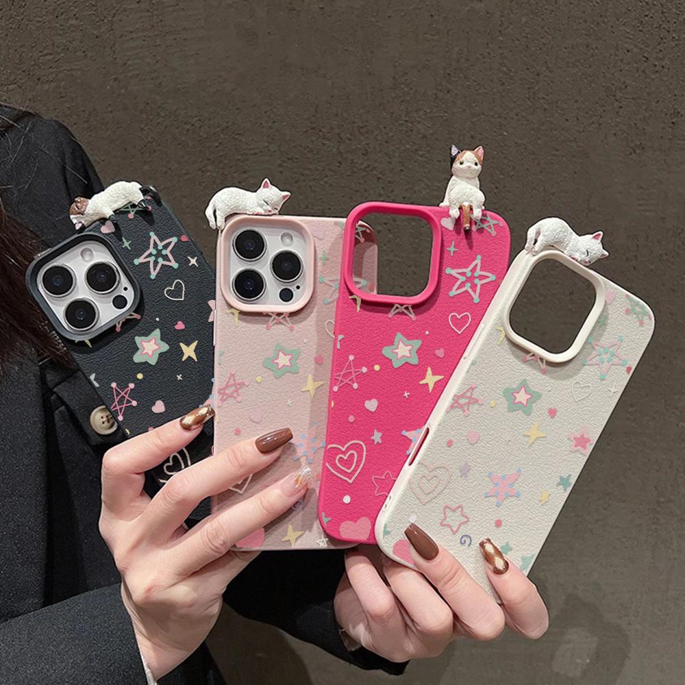 3D Phone Case for iPhone 11 13 17 Pro Max 17 Air Case iPhone 13 15 16 Pro Max 12 14 Pro Max 14 15 Plus Cute 3D Kitten Cartoon Leather