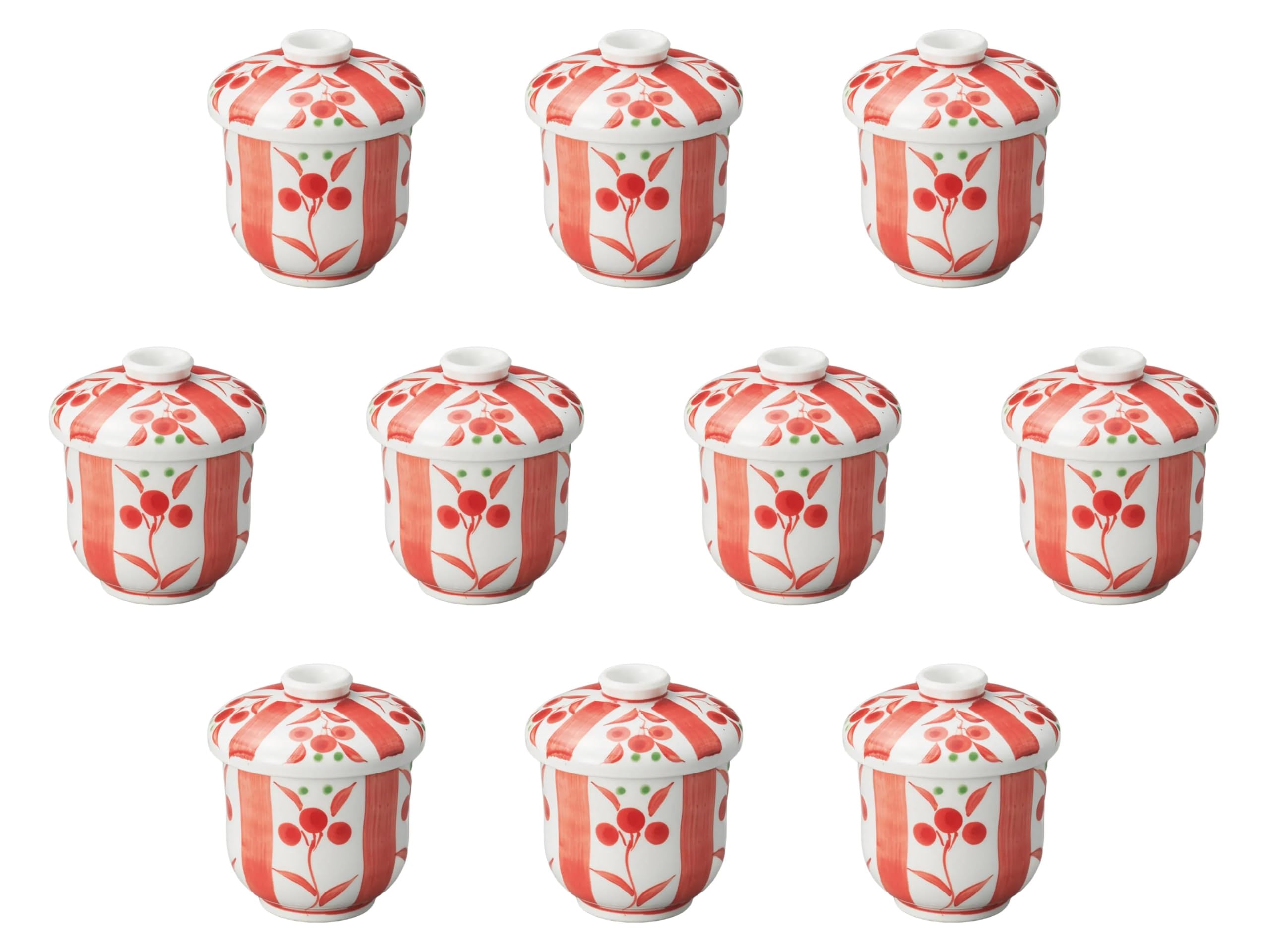 

Set of 10 Red Tachibana Small Steamed Bowls x Mini Steamed Bowls Setomonohonpo [6.5 8.5 cm]