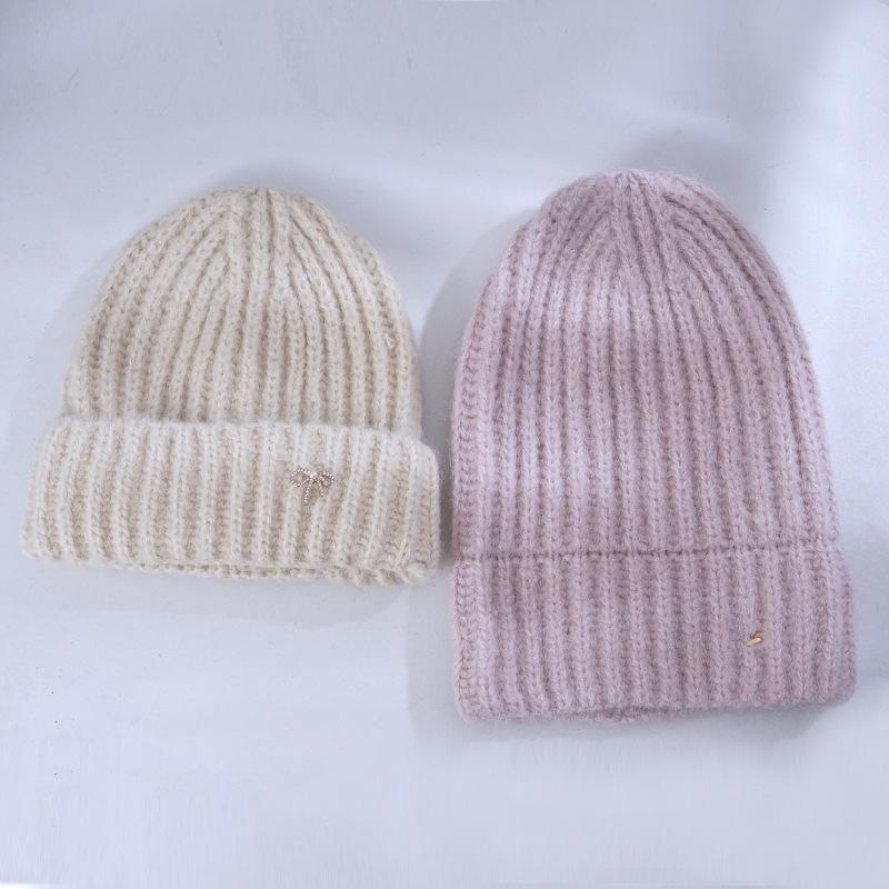 Lady BrandNew ColdSeason Warm Knitted Hat Korean Versatile Big Head Circumference Showing Face Small Windproof Ear Protection Wool Hat