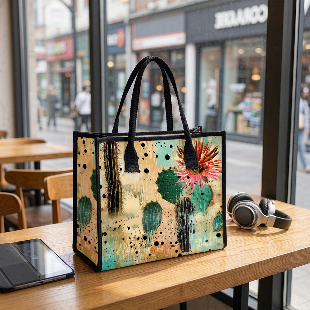 Desert Cactus Printed Casual Tote Bag Large Capacity Reusable Daily Shoulder Bag for Shopping Travel