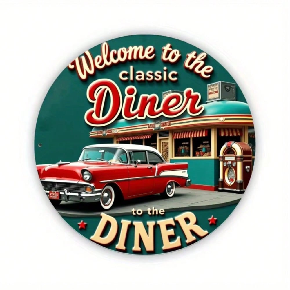 

Vintage Metal Sign Welcome to Classic Restaurant Retro Wall Decor 20x20