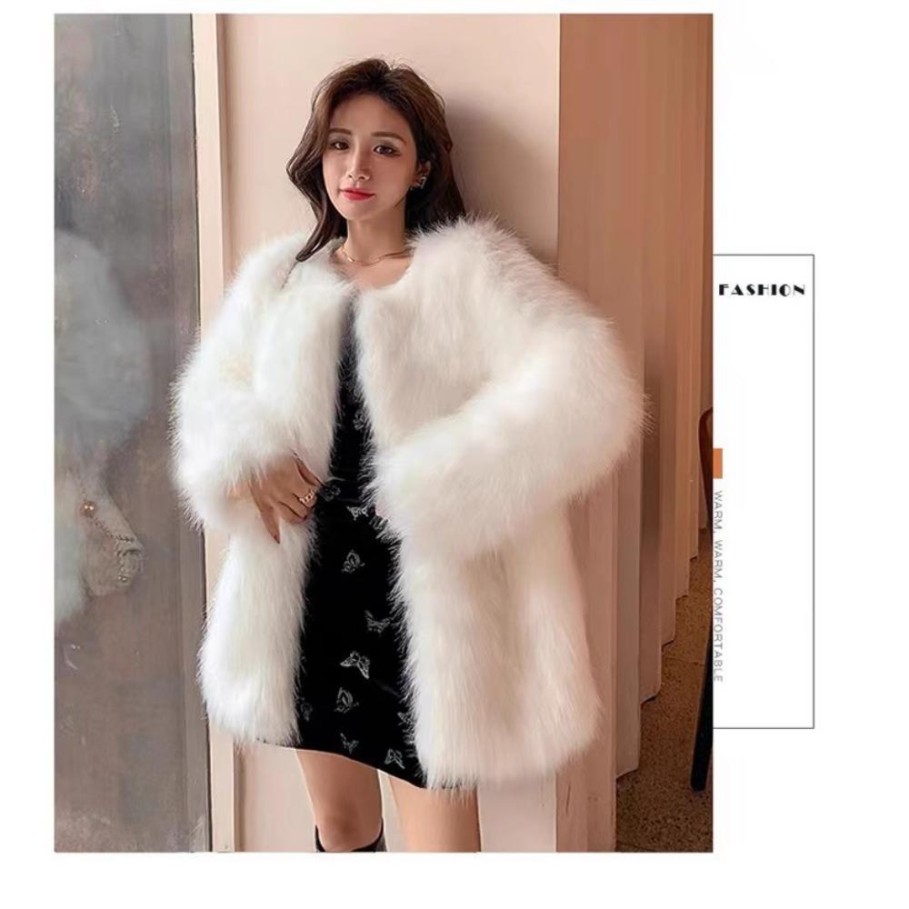 Podzimní a zimní nový temperamentní dámský kabát z umělé liščí kožešiny, dámský luxusní módní plyšový top