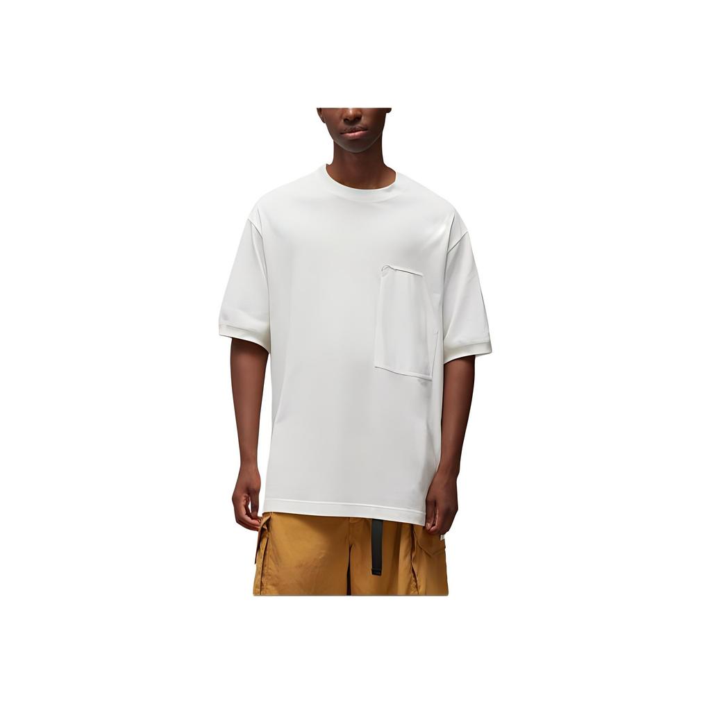 Y-3 Spliced Round Neck Drop Shoulder Short Sleeve T-Shirt Unisex Tops White IZ3127