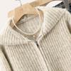 Women's Hooded Wool Blend Zipper Knit Top