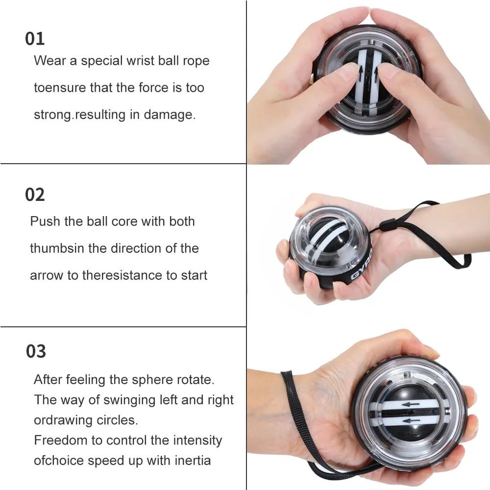 1PCS Auto-Start Gyro Ball Wrist And Forearm Exerciser Hand Arm Finger Grip Strengthener for Muscle Training Fitness Tool