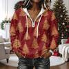 Women's Long Sleeve Christmas Print Pullover Hoodie with