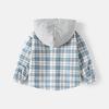 K-style Children's Clothing Spring and Autumn Boys' Long-Sleeved Shirt Kids Gingham Hooded Shirt Baby Boy Casual Long Sleeve Tops
