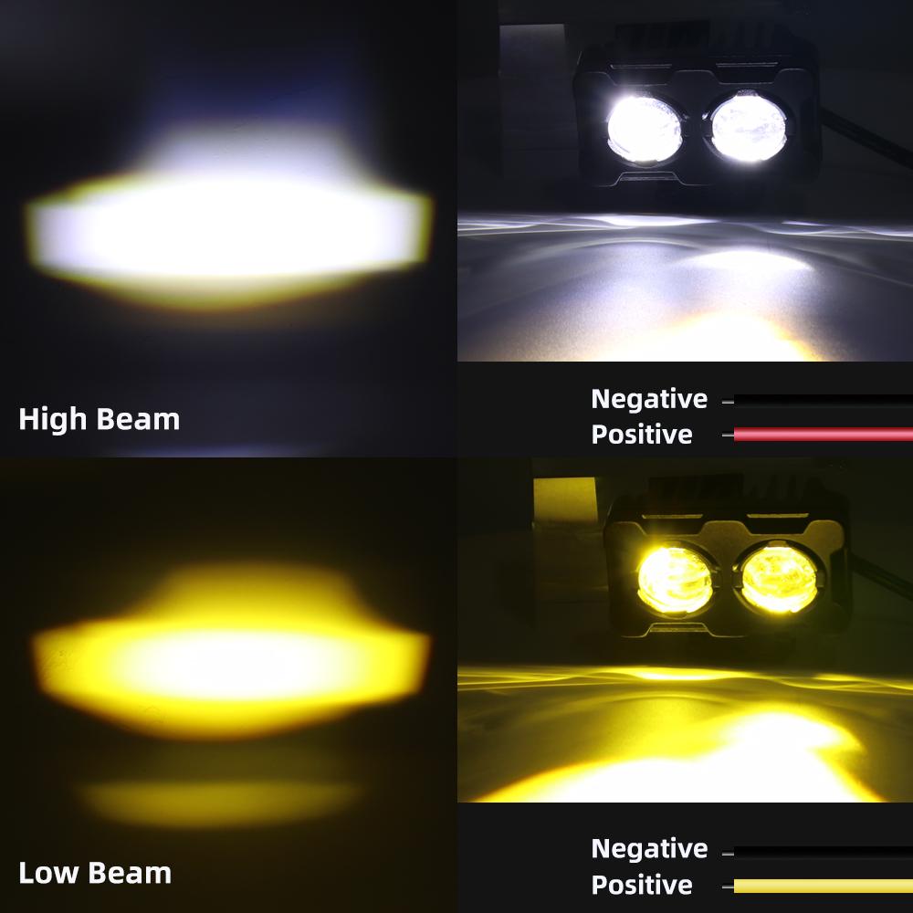 Motorcycle Headlight LED Work Light Hi/Low Beam Spotlight Flashing Fog Lamp White/Yellow Led Motorcycle Spotlight Driving Light