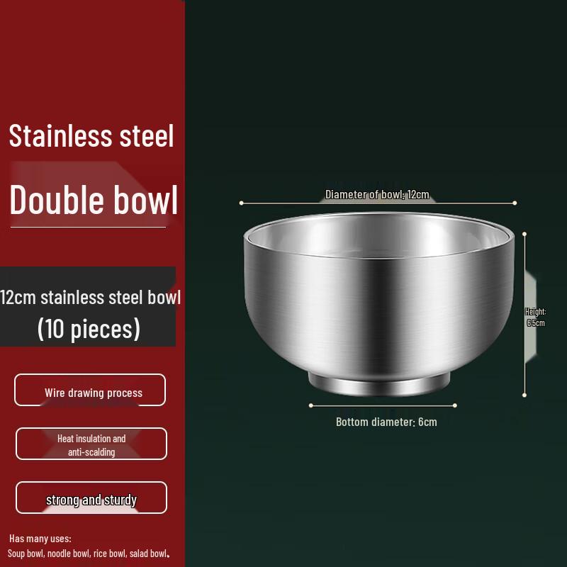 FATTBAO 304 Stainless Steel Double-Layer Children s Bowls