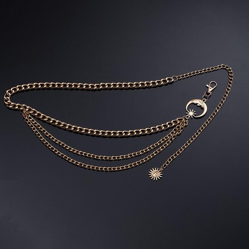 Atmospheric Metal Sunflower Tassel Waist Chain Women'S Adjustable Dress Waist Accessories Multi-Layer Premium Chain Belt