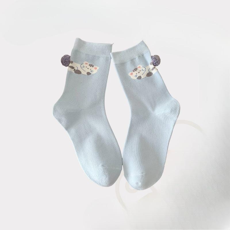 

Мультяшные носки с животными, милые носки до середины икры для девочек, однотонные, универсальные хлопковые носки Panda Dui Dui 1 pair