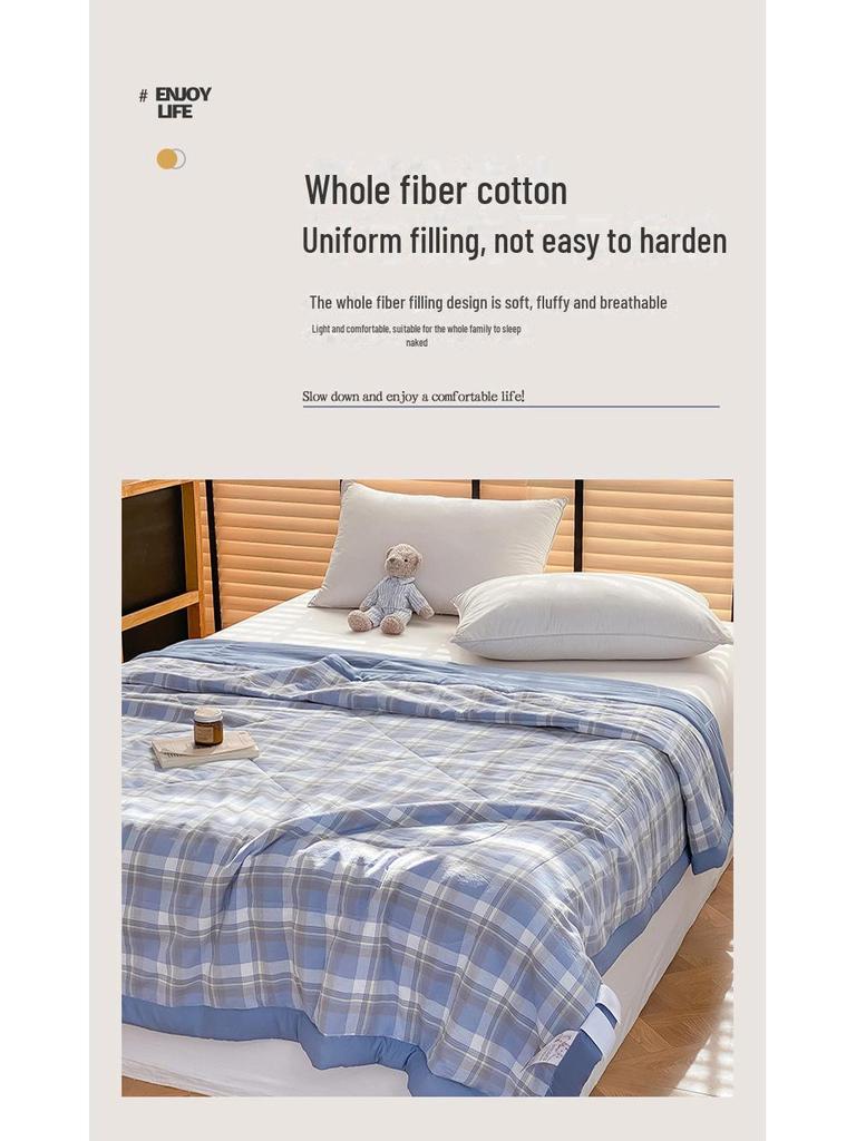 MUJI-Stil Ganzjahres-Waschbaumwoll-Steppdecke für Sommer, Frühling, Herbst & Winter