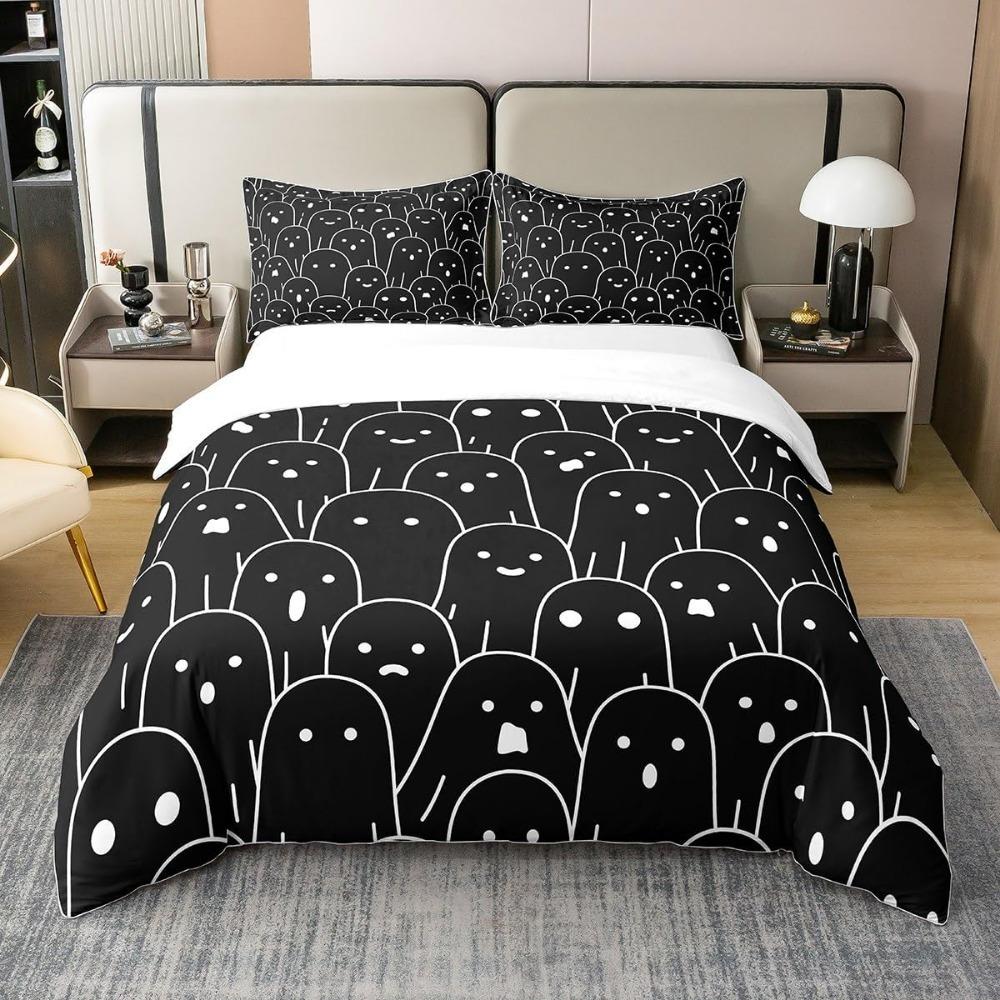 Bats Black Duvet Cover for Youth, Halloween Party Theme Comforter Cover,Microfibre Bedding Sets, Children's Bed Linen