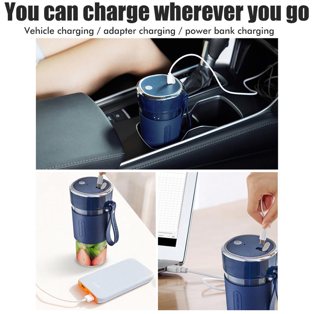 Electric Juicer Cup Handheld USB 1200mAh Battery Powered Washable Anti-corrosive Transparent 21000RPM Bottle with Lanyard