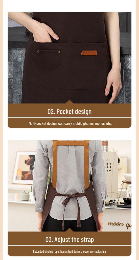 Korean Style Logo Print Fashion Apron - Unisex Kitchen Workwear