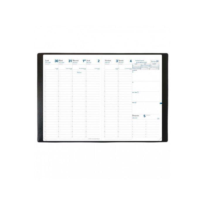 Agenda Semainier - Quo Vadis - EU 09/09 - 21x29,7 cm - Couverture vinyle - Noir Impala