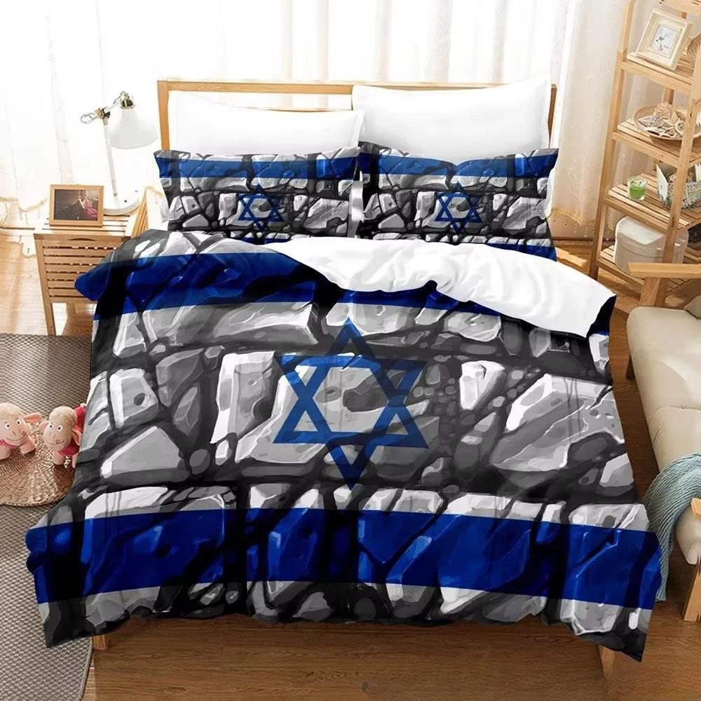 New 3d Print Israel Flag Bedding Set Duvet Cover 1 Duvet Cover 2 Pillowcases Adult and Kids Bedding Set Luxury Children's Gifts