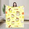 Shinchans 90S Cartoon Flannel Blanket  Awesome Throw Blankets For Bed Sofa Couch 150*125Cm Rug Piece