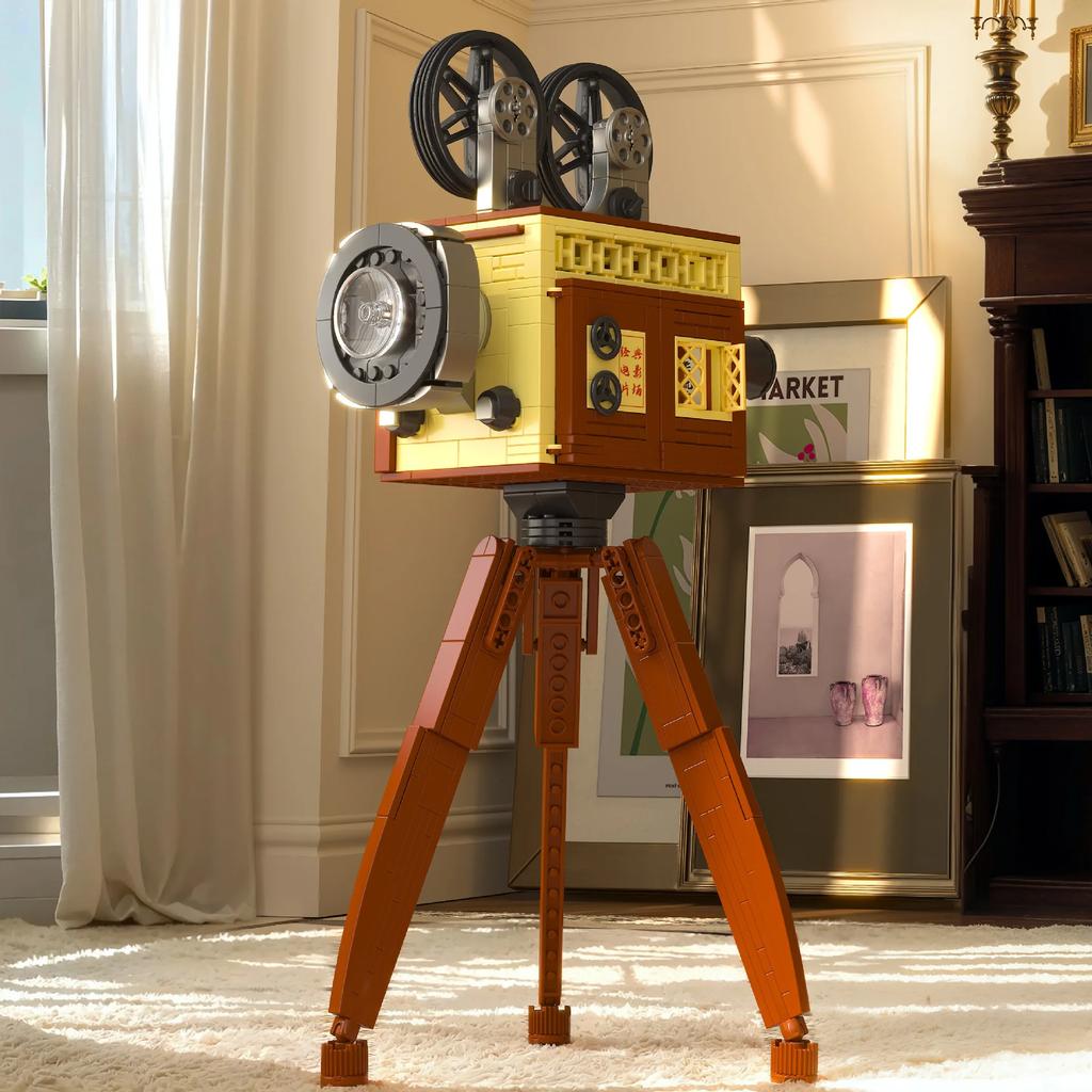 Retro Telephone Projector Coffee Machine Building Block Model Puzzle Assembled Toy Gifts For Boys And Girls