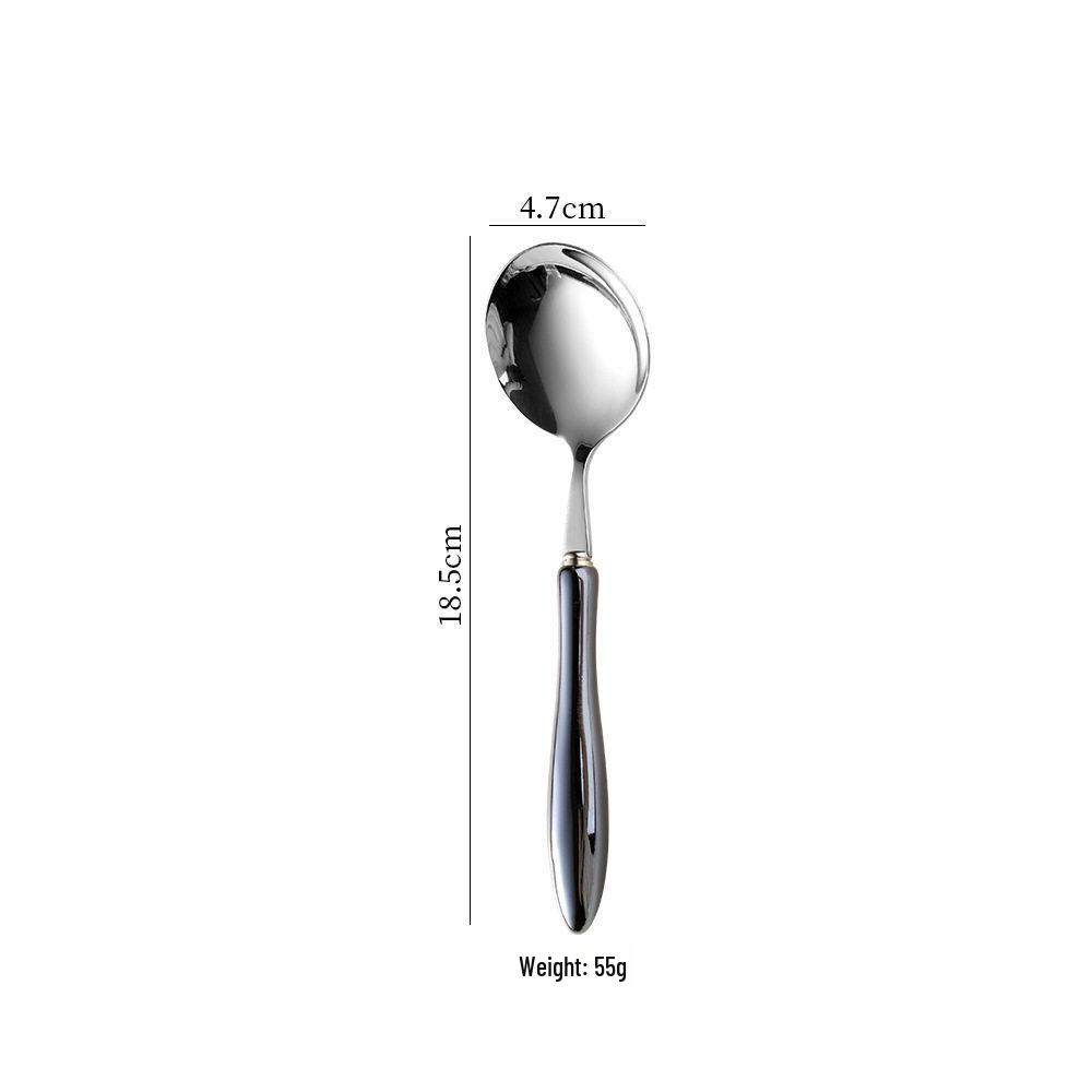 Macron High-End Ceramic Handle 304 Stainless Steel Cutlery Set: Round Spoon & Fork