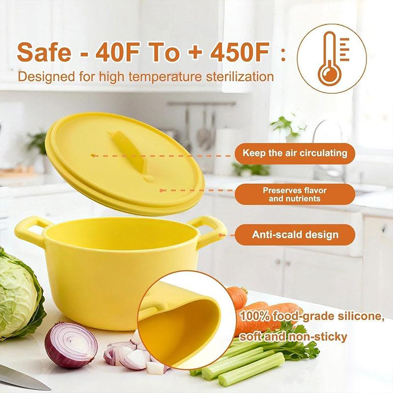 Silicone Microwave Steamer for Cooking Vegetable Steamer Microwave Bowls with Lids for Egg Dumpling Heating Food Dishwasher Safe