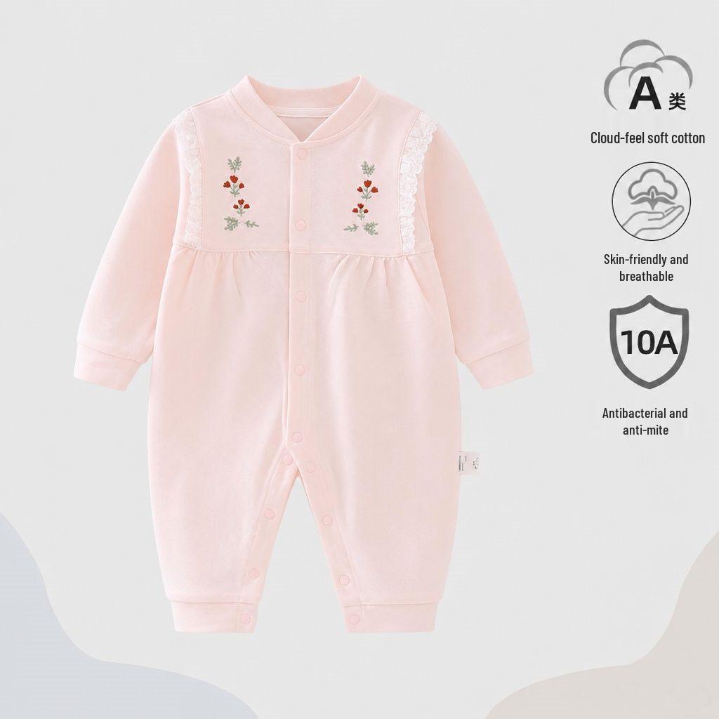 Nation's Top-Selling: Antibacterial Cotton Baby Bodysuit for Spring & Autumn - Long Sleeve, Perfect for Crawling & Home Wear.