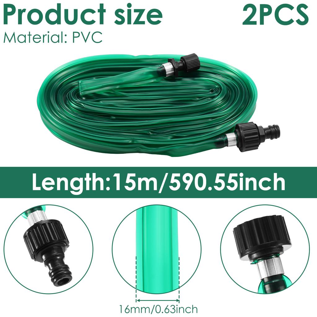 2 Stück 10/15M Sprinkler-Tropfschlauch PVC Gartenwasserschläuche Tropfschlauch Sprinkler-Set Rasenbewässerung Bewässerung Sprühschlauch für Garten