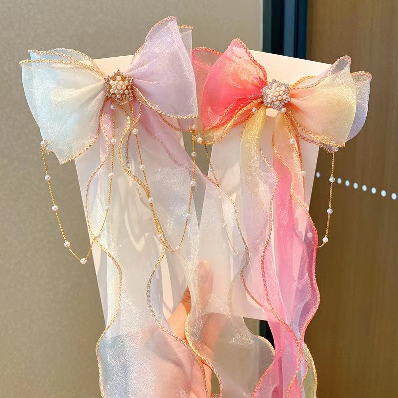 Chiffon Bogen Haar Clips Für Baby Mädchen Bunte Lange Band Kinder Haarnadeln Süße Prinzessin Baby Haar Zubehör Neue Stil