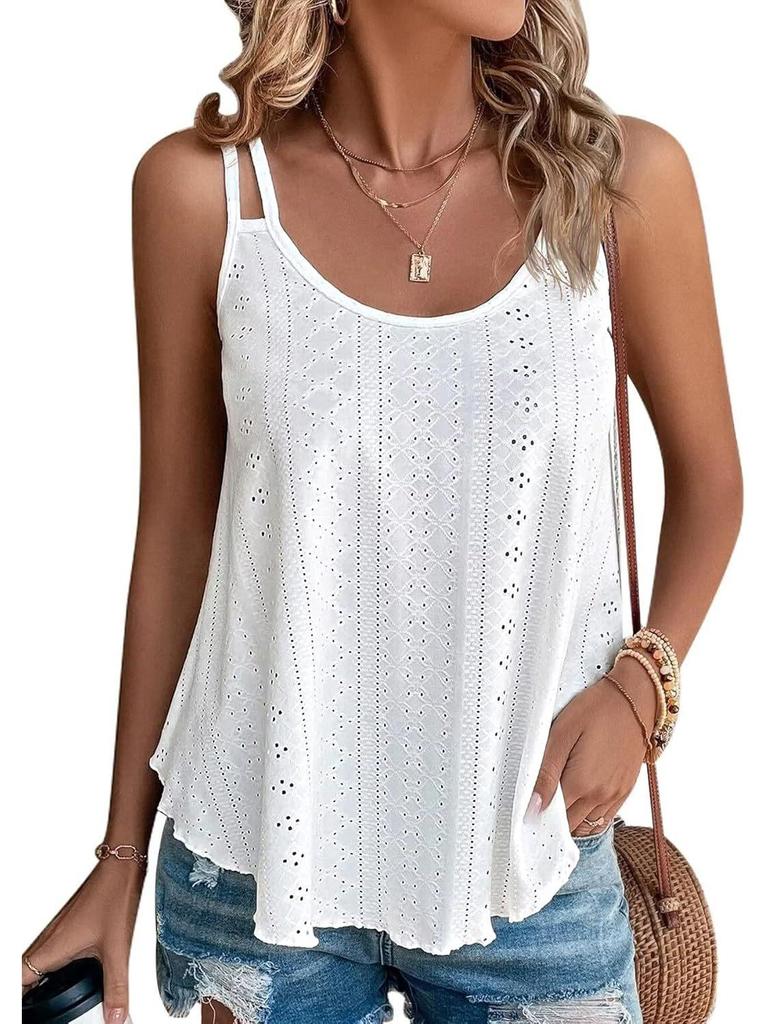 Women's Spaghetti Strap Sleeveless Tank Top - Loose Fit for Summer Vacation 2025