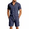 Men's Summer Linen Lapel Casual Shirt & Shorts Set: Breathable Cotton Two-Piece Workwear