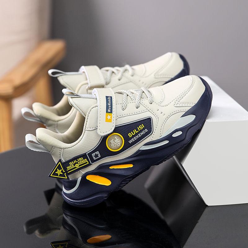 Classmate Men's Autumn Leather Soft Sole New Elementary School Sneakers Popular Boys' Shoes Teen Running Cotton Shoes